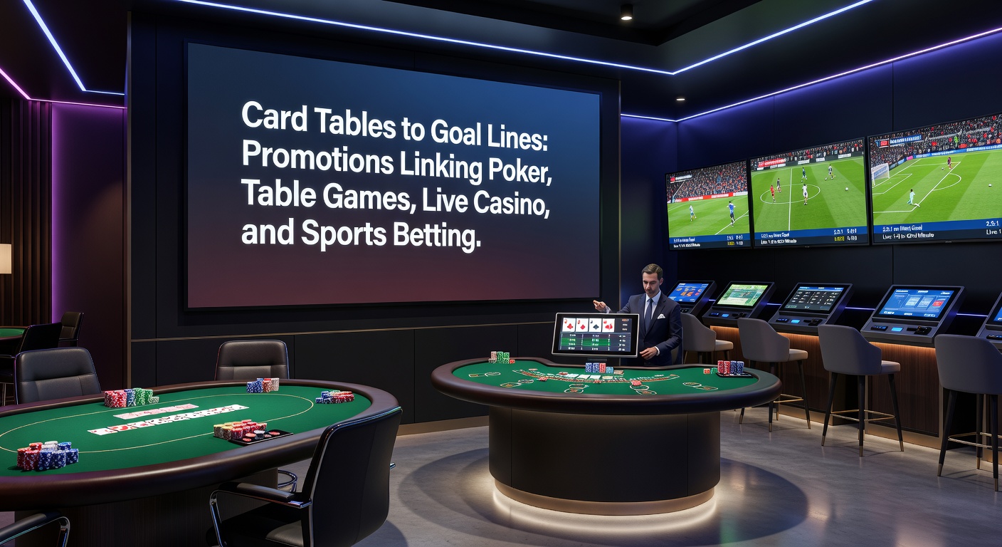 Digital interface showing a promotion dashboard with poker chips transforming into sports betting tickets