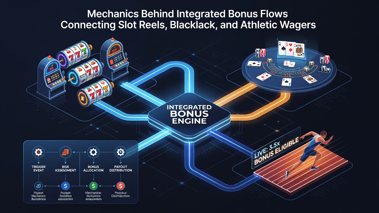 Screenshot of a mobile interface displaying bonus balance transferring from slots to blackjack and then to sports betting markets
