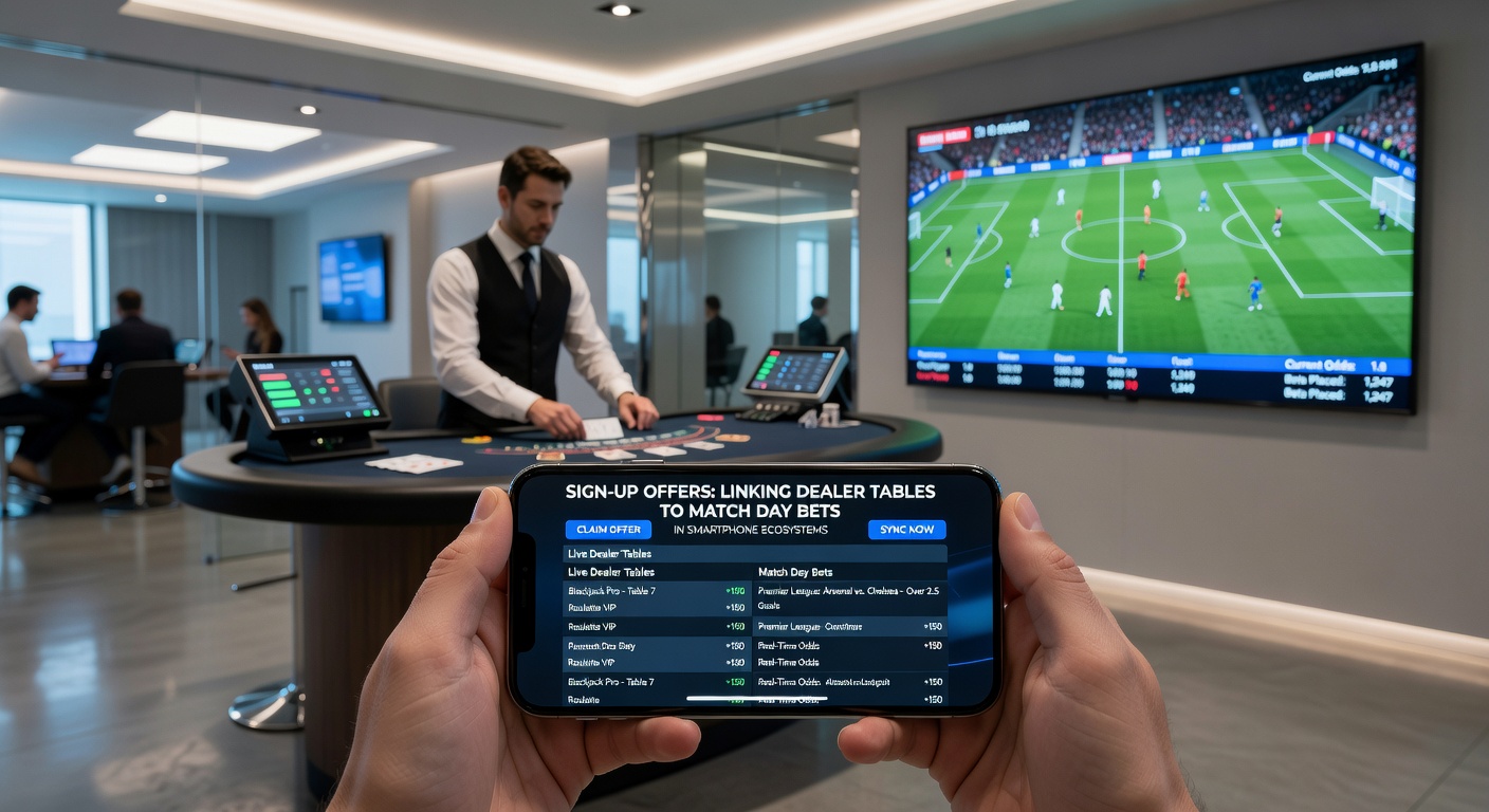 Smartphone screen showing integrated casino and sports betting interface with sign-up bonus notification
