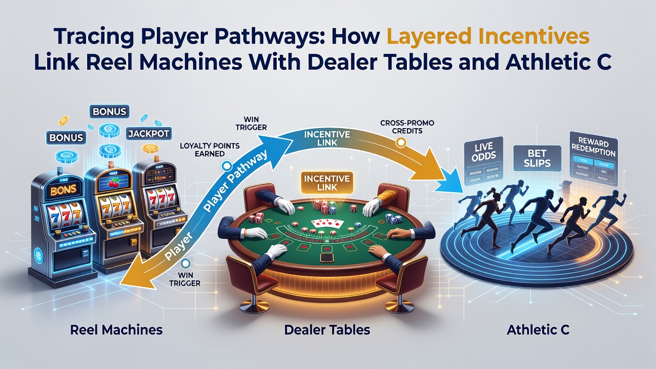 Mobile screen capture illustrating bonus progression from reels to live tables to sports odds