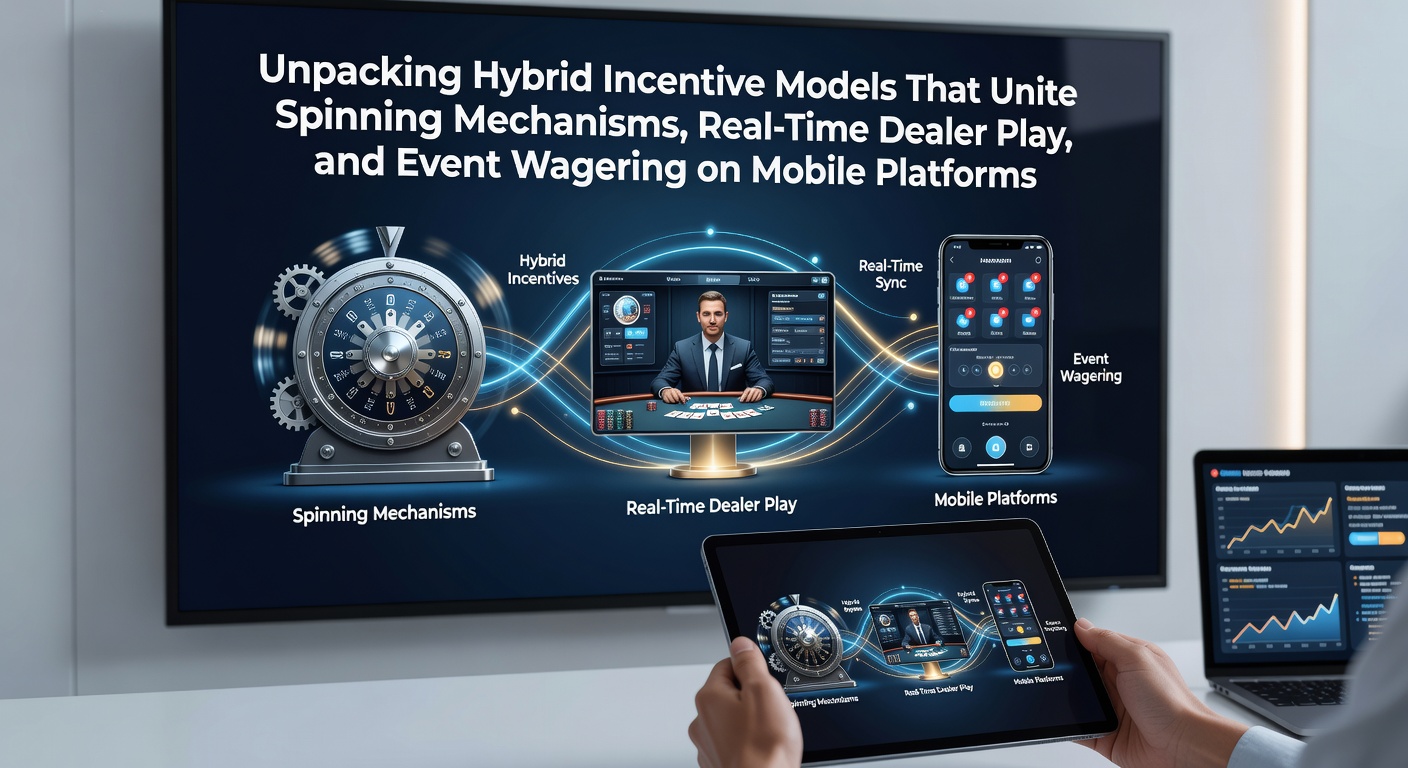 Mobile app interface showing integrated slots, live dealer tables, and sports betting sections with reward overlays